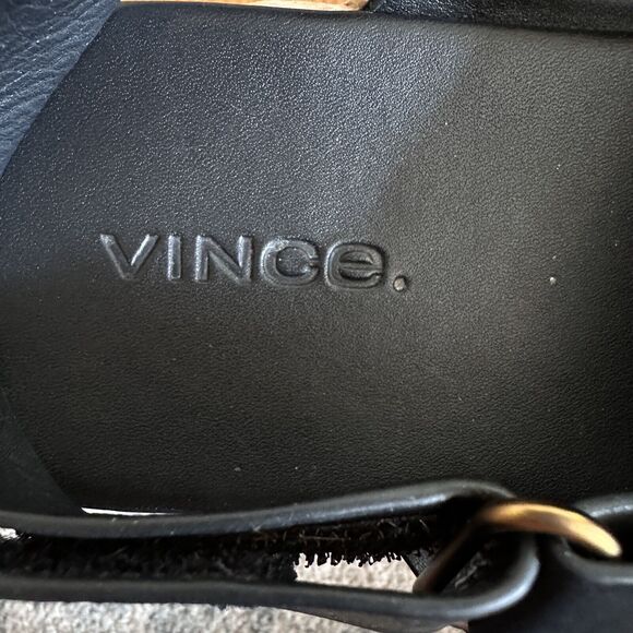 Vince Platform Espadrille Sandals Jesson Black Leather Size 9 EU 39.5 EUC - Picture 10 of 11